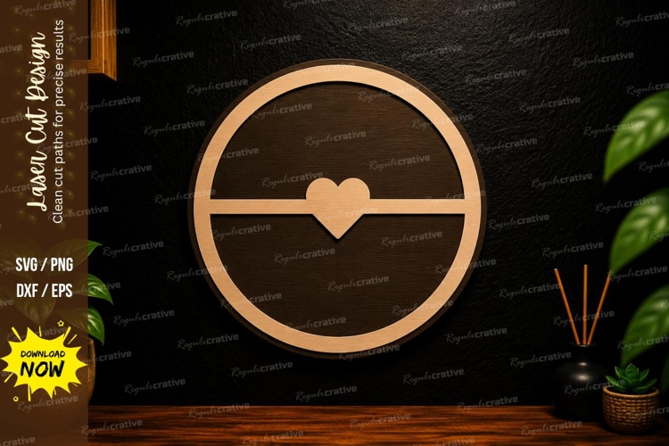 Minimal Heart Circle Laser Cut SVG Design heart circle svg,