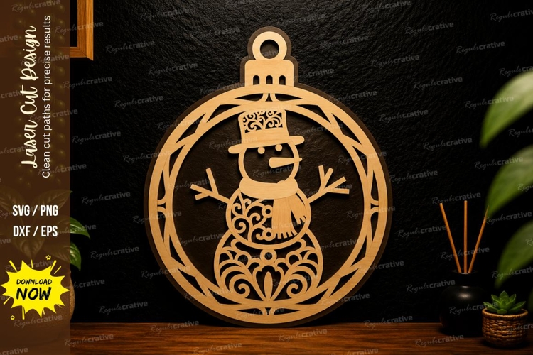 Snowman Ornament Frame Laser Cut SVG Design snowman ornament