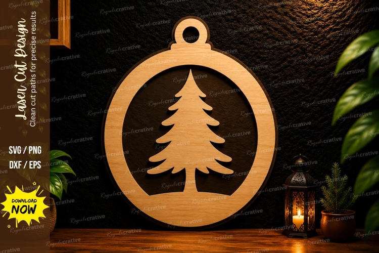 Christmas Tree Ornament Laser Cut SVG Design christmas