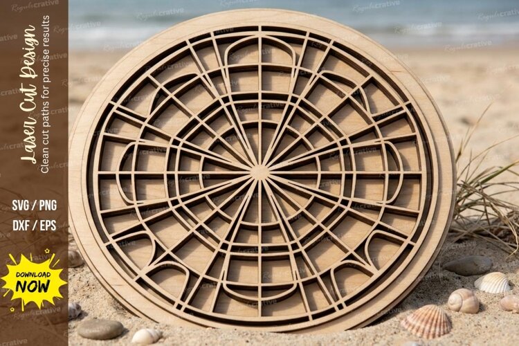 Radial Grid Laser Cut SVG laser cut svg, radial mandala example image 1