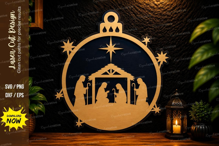 Nativity Ornament Laser Cut SVG Design nativity ornament svg