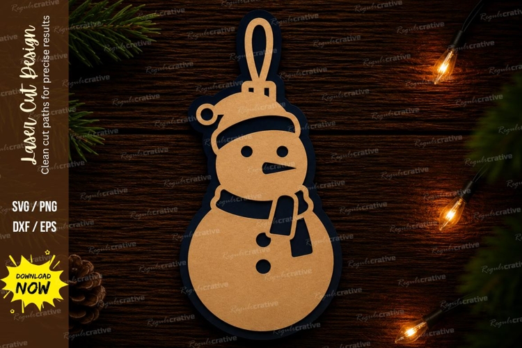 Snowman Ornament Laser Cut SVG Christmas Decor snowman svg
