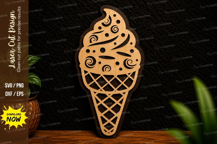 Ice Cream Cone Laser Cut SVG Sweet Dessert Decor ice cream