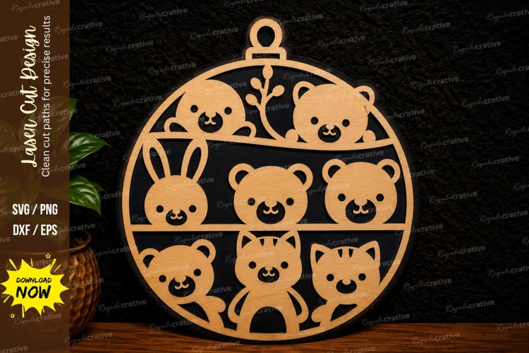Cute Animal Ornament Laser Cut SVG Kids Nursery Decor cute