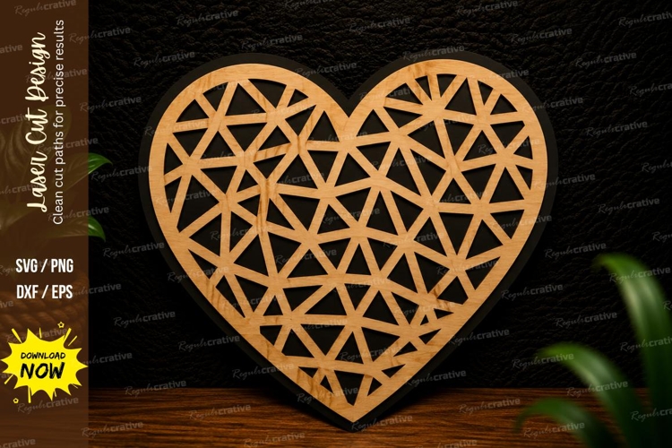 Geometric Heart Laser Cut SVG Modern Love Decor geometric