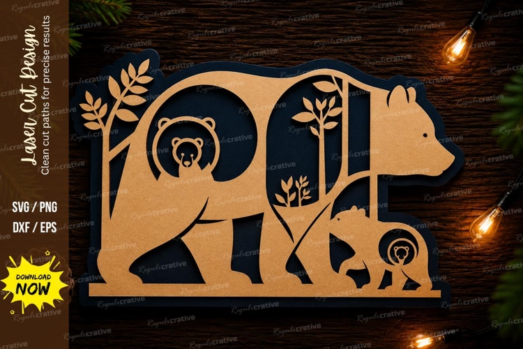 Bear Forest Laser Cut SVG Design bear forest svg, wildlife