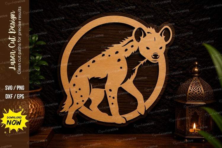 Hyena Circle Laser Cut SVG Design hyena svg, wildlife animal