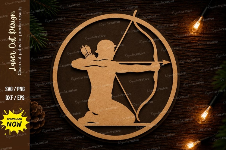 Archer Circle Laser Cut SVG Design archer svg, bow arrow svg