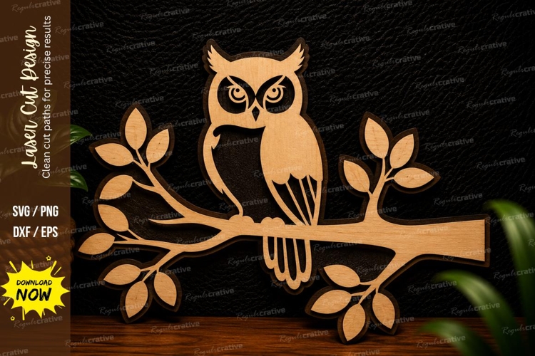 Owl Branch Laser Cut SVG Design owl svg, owl branch decor