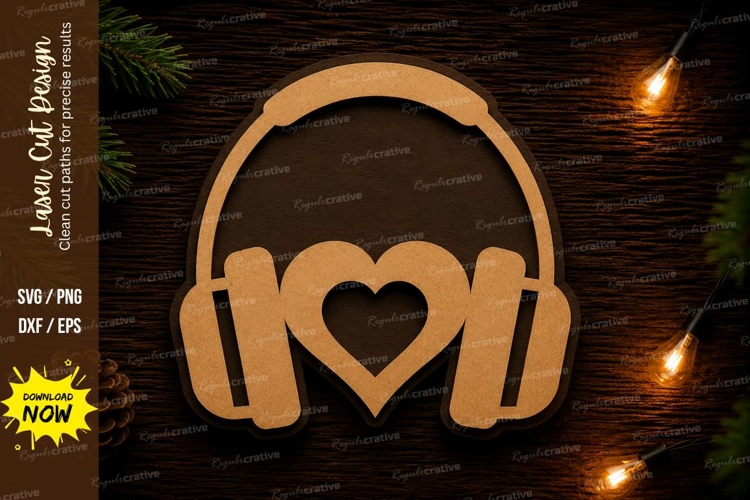 Headphone Heart Laser Cut SVG Design headphone svg