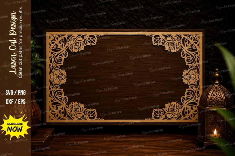 Vintage Floral Frame Laser Cut SVG Design vintage frame svg
