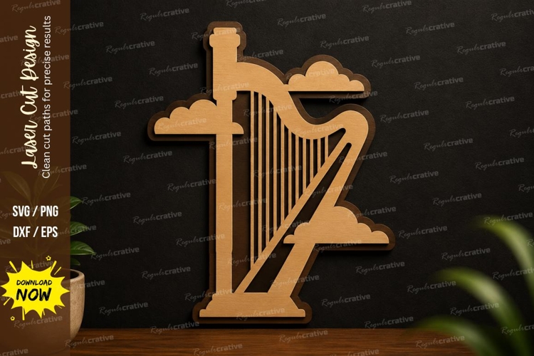 Cloud Harp Laser Cut SVG Design cloud harp svg, fantasy