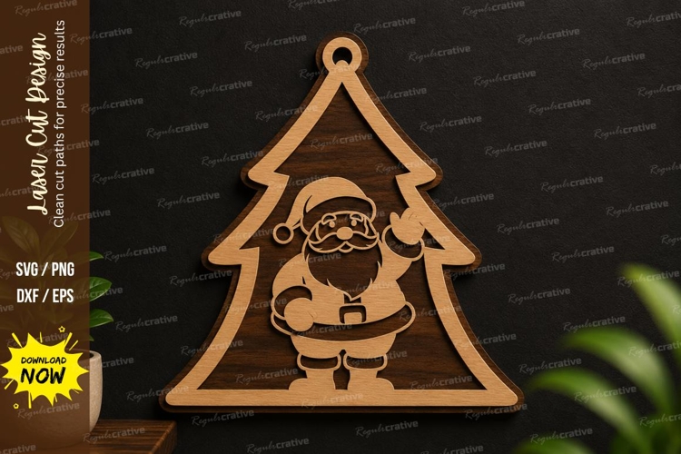 Santa Christmas Tree Laser Cut SVG Design santa tree svg