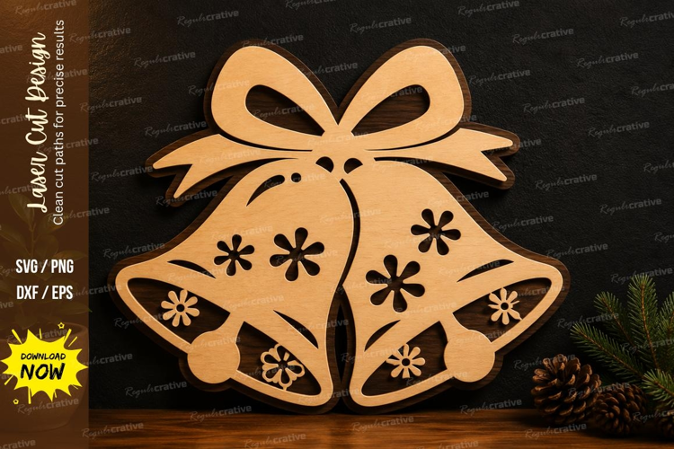 Christmas Bells Laser Cut SVG Design christmas bells svg