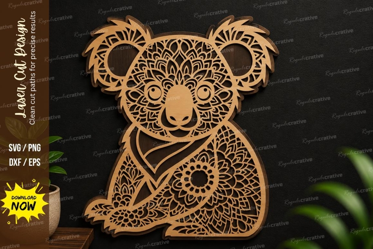 Koala Bear Mandala Laser Cut SVG Design koala svg