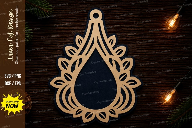 Elegant Teardrop Frame Laser Cut SVG Design teardrop frame