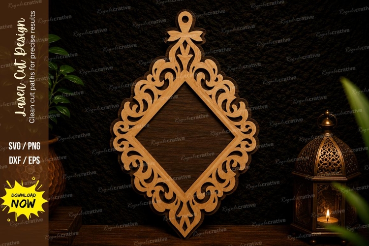 Elegant Diamond Frame Laser Cut SVG Design diamond frame svg