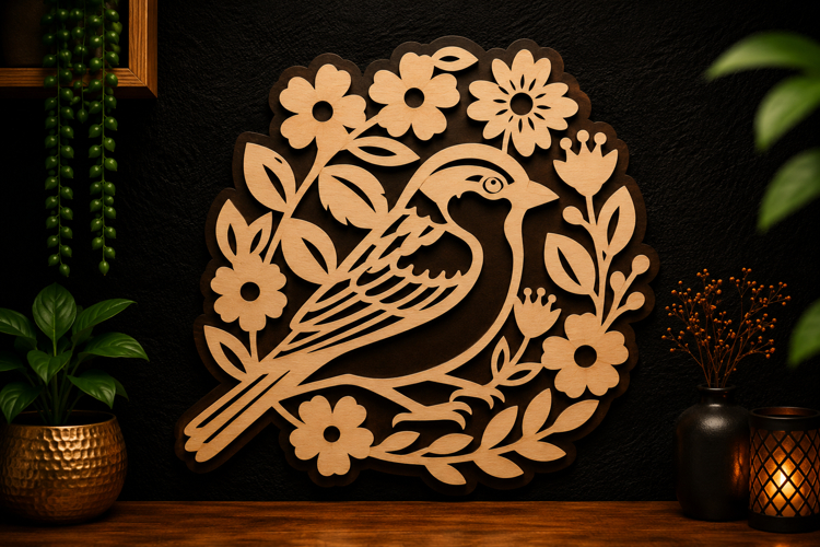 Floral Bird Wreath Laser Cut SVG Design bird wreath svg