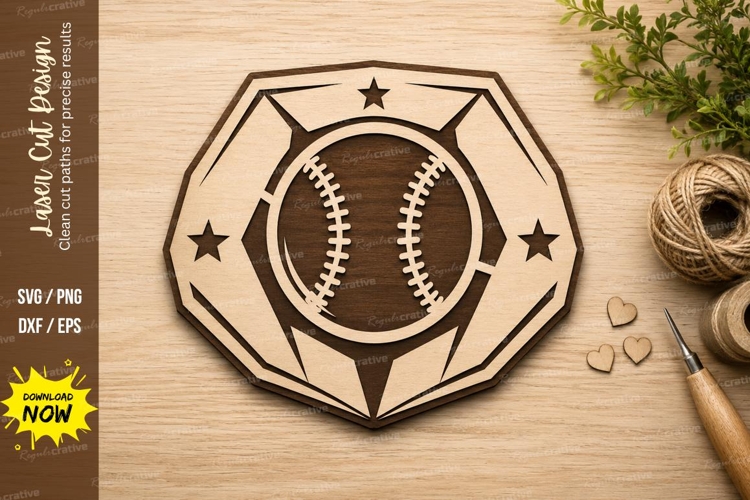Baseball Badge Laser Cut SVG Design baseball svg, baseball