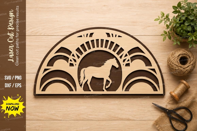 Horse Sunset Scene Laser Cut SVG Design horse svg, horse