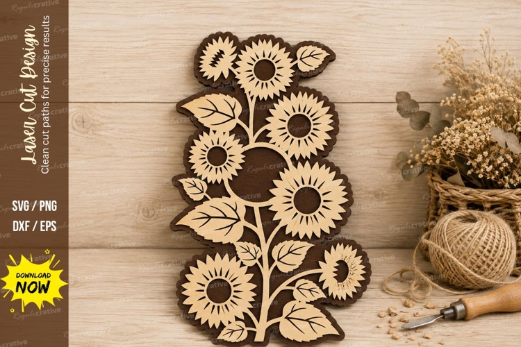 Sunflower Floral Border Laser Cut SVG Design sunflower svg
