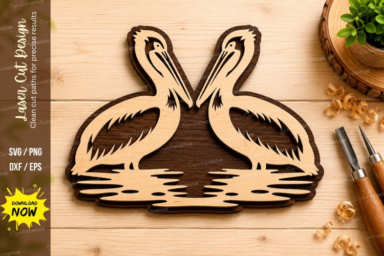 Pelican Couple Laser Cut SVG Design pelican svg, pelican