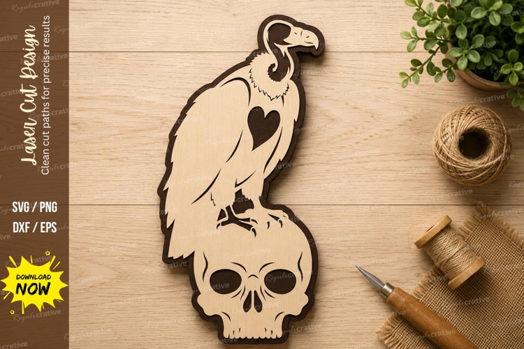 Vulture Skull Gothic Laser Cut SVG Design vulture svg