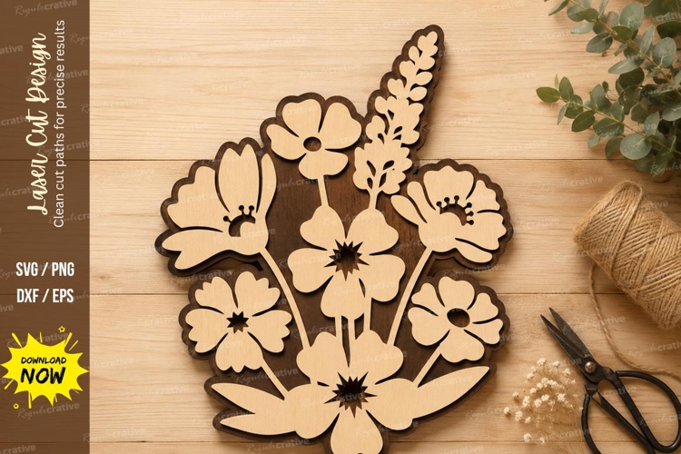 Wildflower Bouquet Laser Cut SVG Design wildflower svg