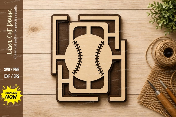 Baseball Geometric Frame Laser Cut SVG Design baseball svg