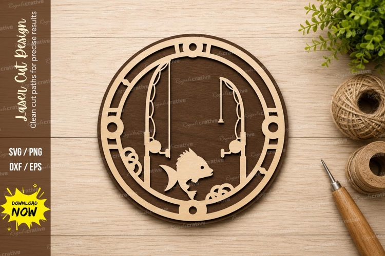 Fishing Lake Scene Laser Cut SVG Design fishing svg, fishing