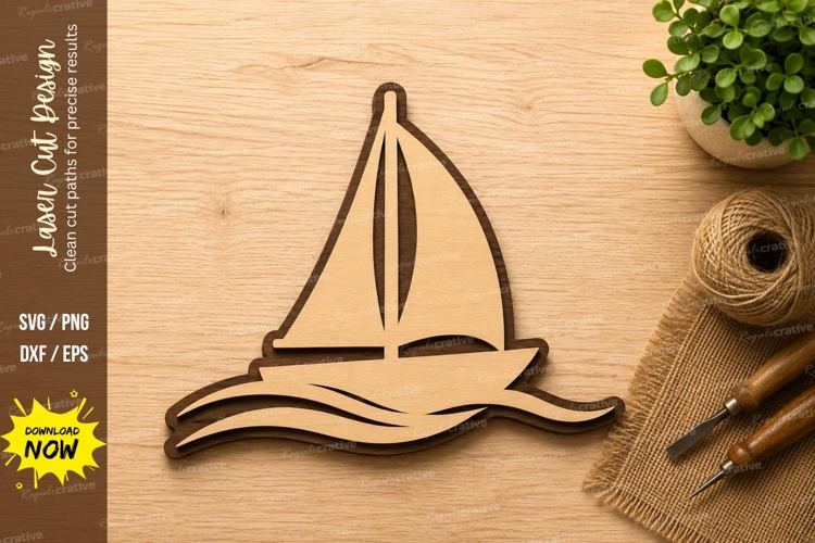 Minimal Sailboat Laser Cut SVG Design sailboat svg, minimal