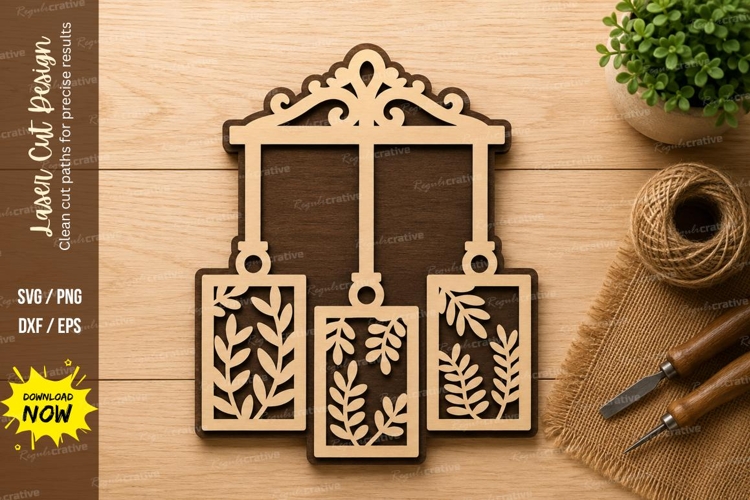 Hanging Plant Shelf Laser Cut SVG Design plant shelf svg,