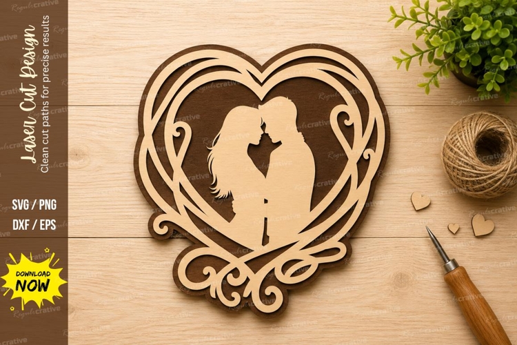 Romantic Couple Heart Laser Cut SVG Design couple svg, roman