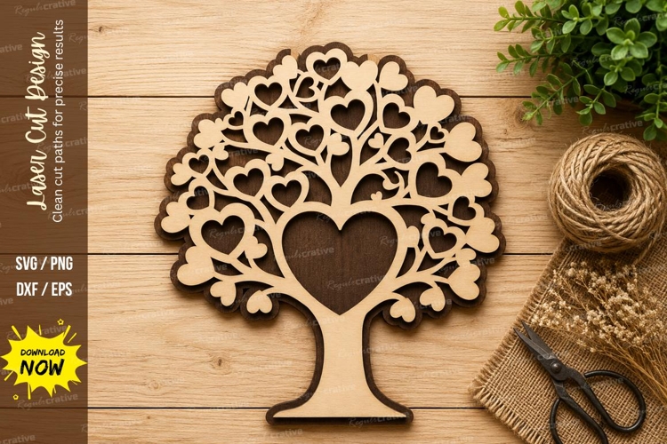 Heart Tree Laser Cut SVG Design heart tree svg, love tree