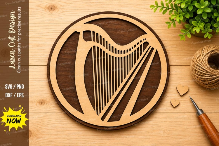 Heart Harp Music Laser Cut SVG Design harp svg, heart harp