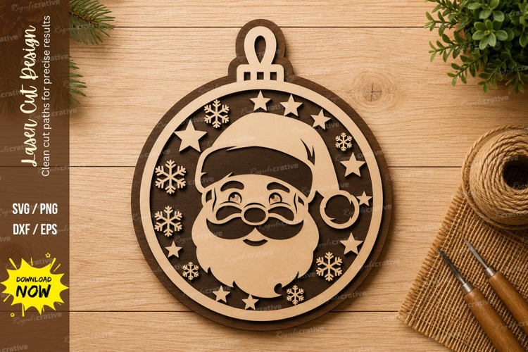 Santa Ornament Circle Laser Cut SVG Design santa ornament