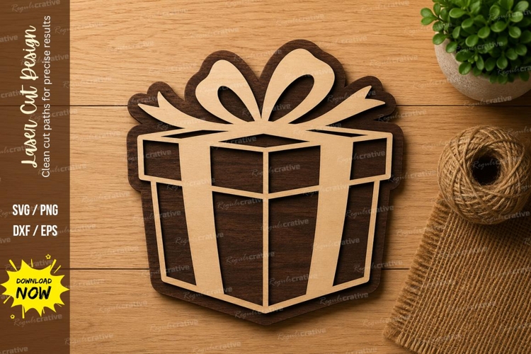 Modern Present Box Laser Cut SVG Design present box svg