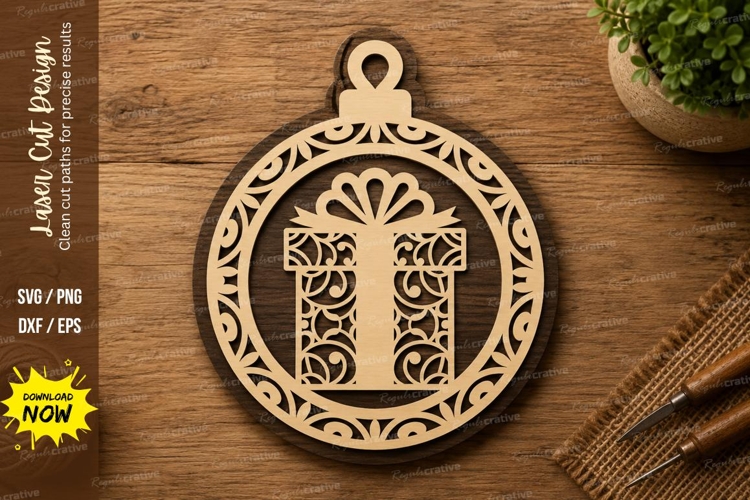 Christmas Gift Ornament Laser Cut SVG Design gift ornament