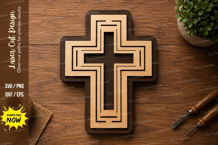 Layered Cross Laser Cut SVG Design layered cross svg