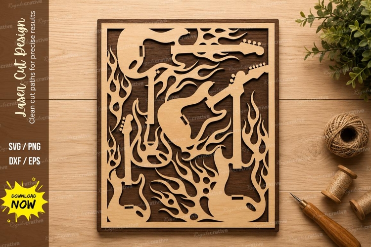 Abstract Guitar Wall Art Laser Cut SVG Design abstract
