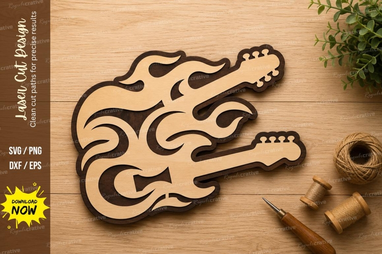 Twin Flame Guitar Laser Cut SVG Design twin guitar svg