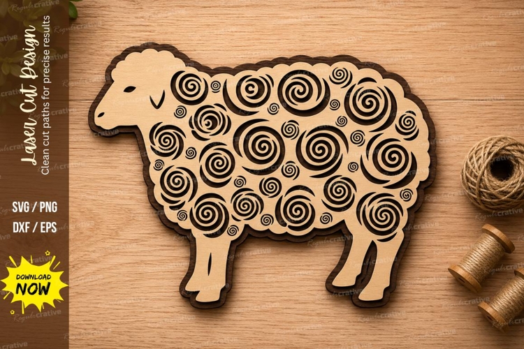 Decorative Sheep Laser Cut SVG Design sheep svg, farm animal
