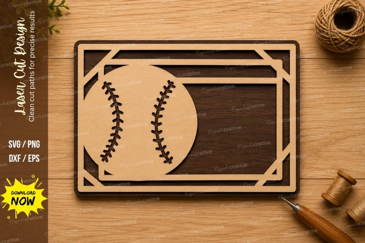 Minimal Baseball Plaque Laser Cut SVG Design baseball