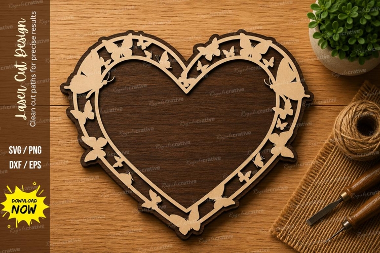 Heart Vine Frame Laser Cut SVG Design heart frame svg, vine