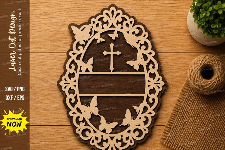 Christian Floral Oval Frame Laser Cut SVG Design christian