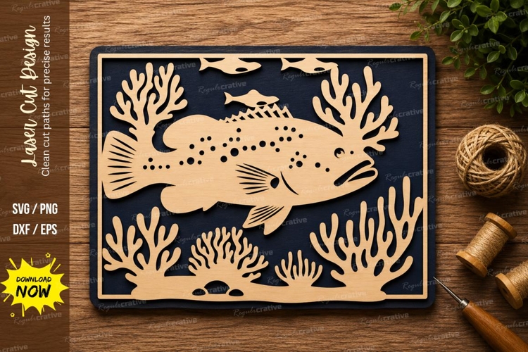 Underwater Fish Coral Scene Laser Cut SVG File fish svg