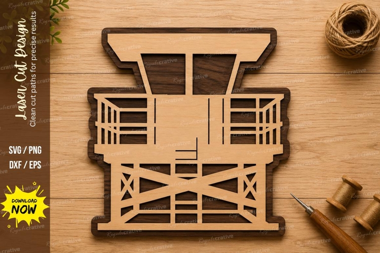 Lifeguard Tower Beach Wall Art Laser Cut SVG File lifeguard