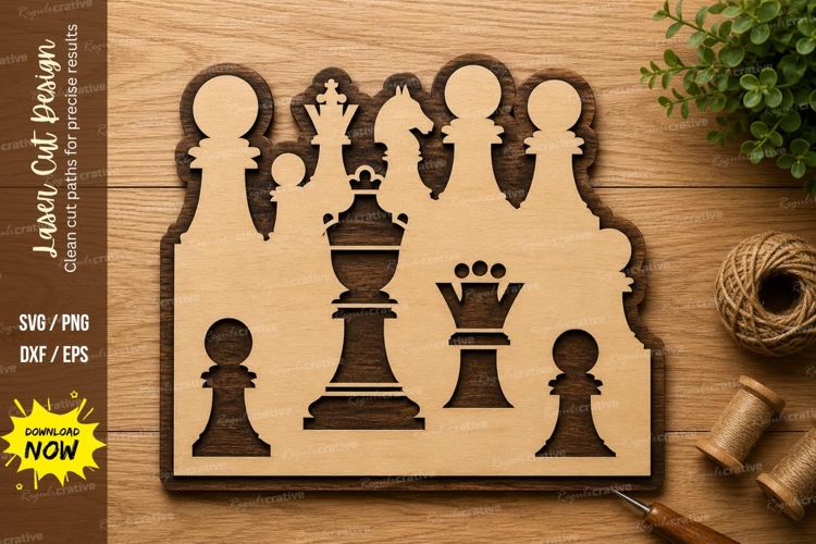 Chess Pieces Strategy Wall Art Laser Cut SVG File chess svg