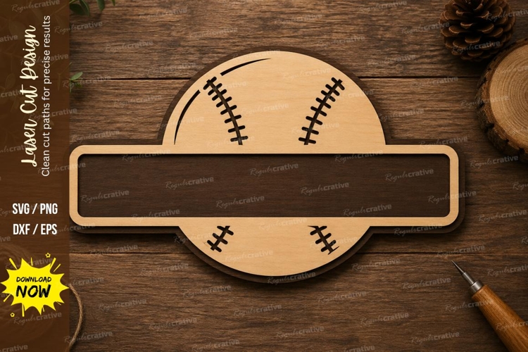 Baseball Name Sign Wall Art Laser Cut SVG File baseball svg
