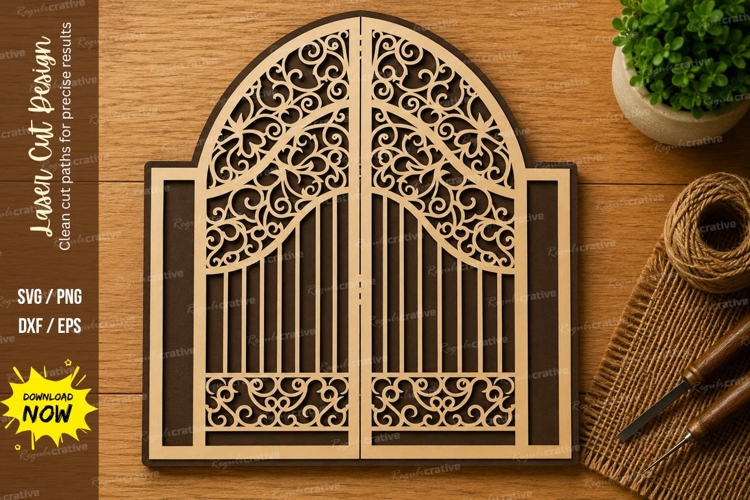 Ornate Gothic Arch Window Laser Cut SVG File gothic window